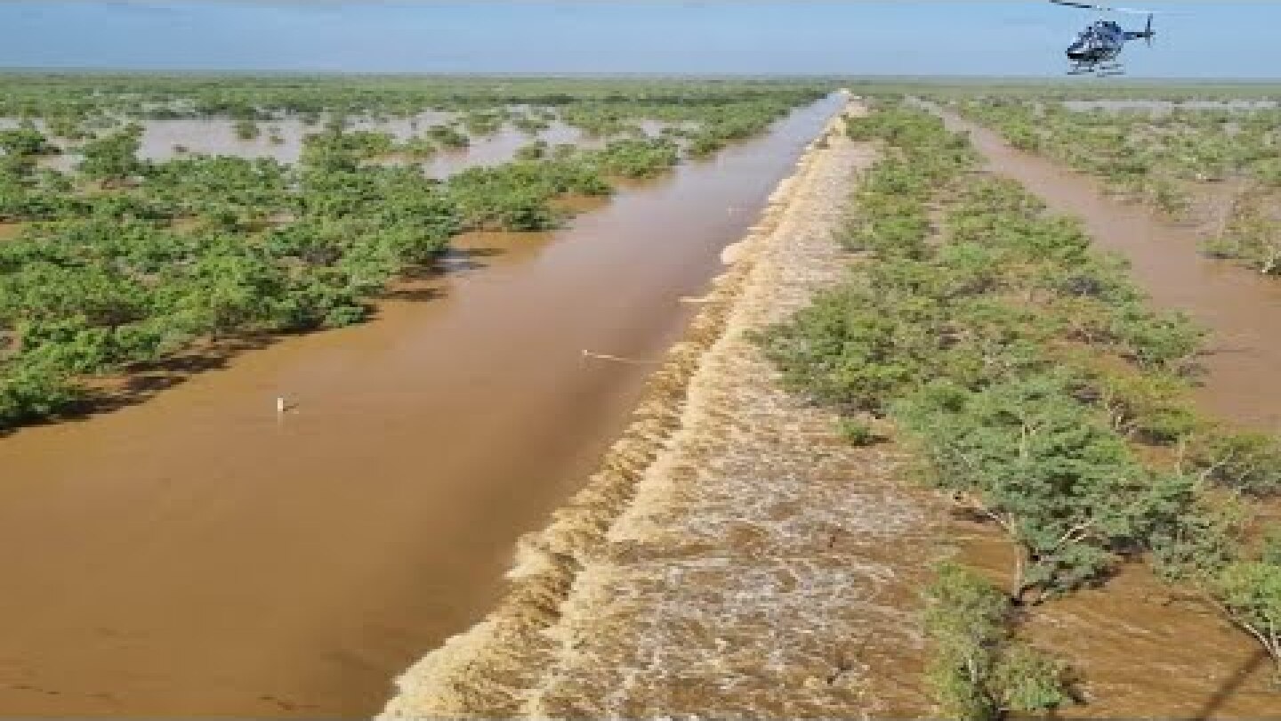 Tropical cyclone caused record flooding in WA Kimberly. under water is homes