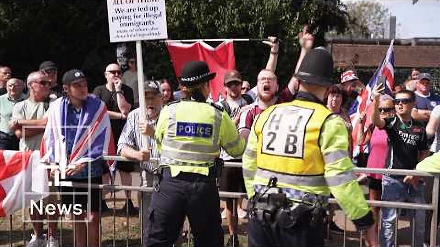 Protests and counter protests over hotels housing asylum seekers held across UK