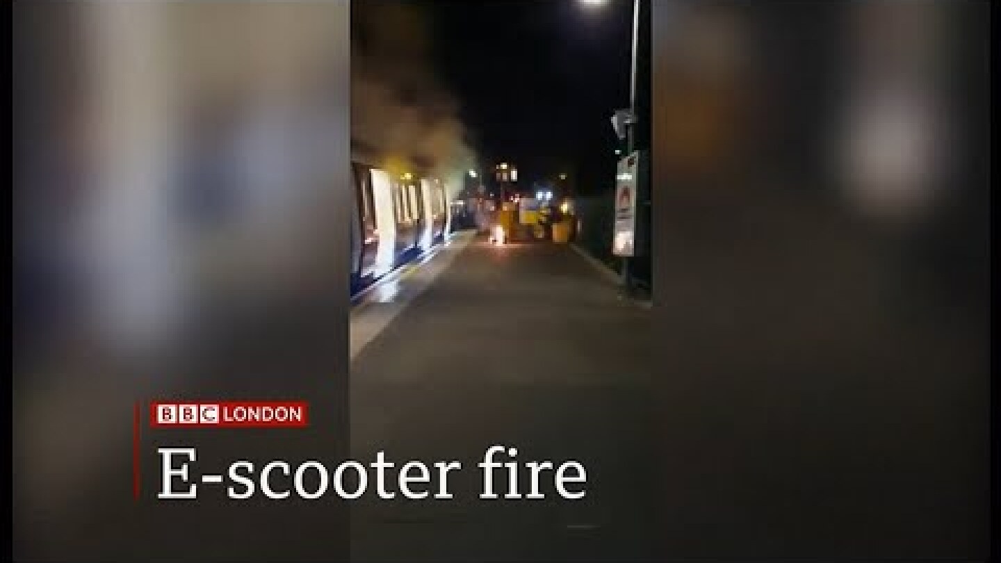 e-Scooter explodes into flames on a tube/subway train (UK) - BBC London News - 3rd November 2021