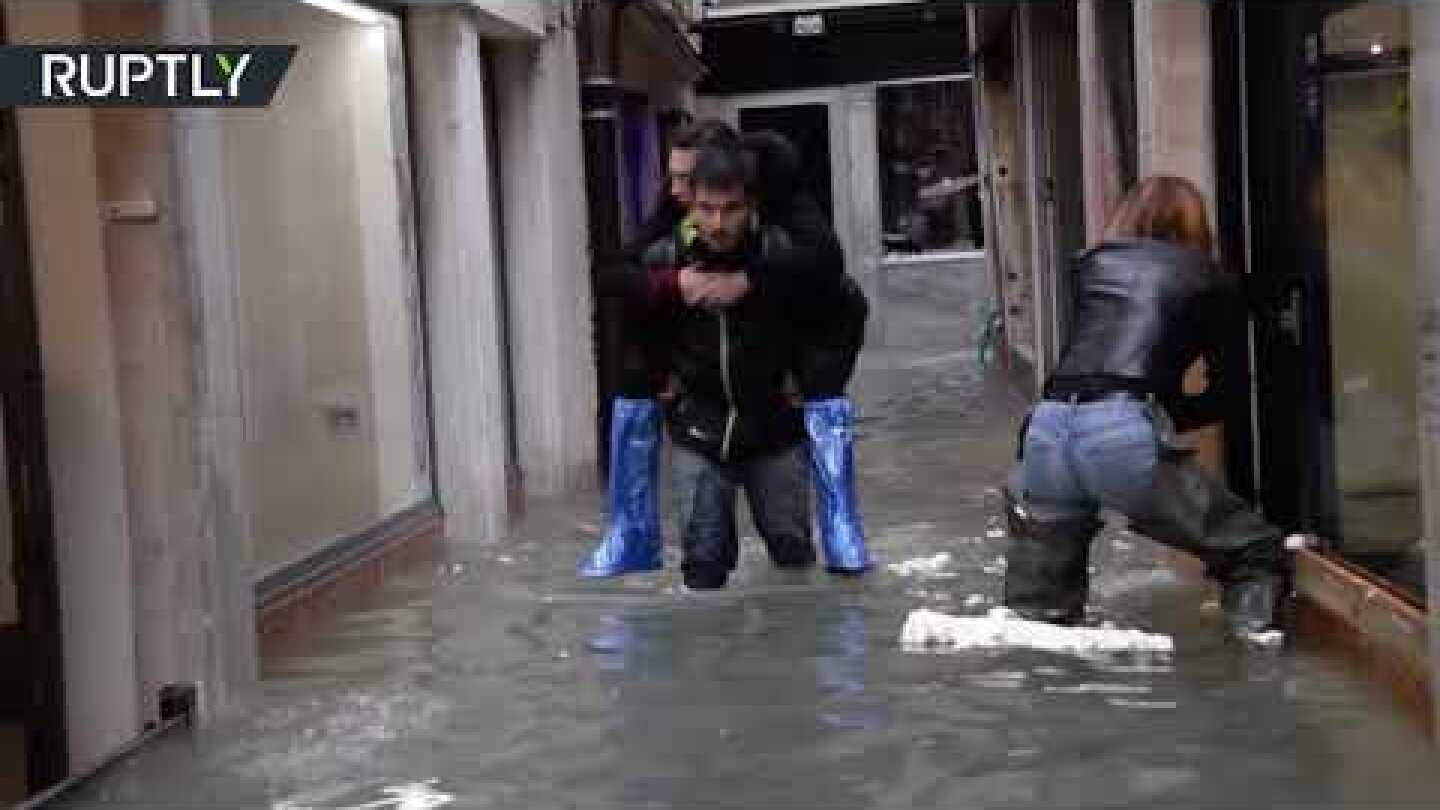 75% of Venice submerged in water as high tide strikes historic city