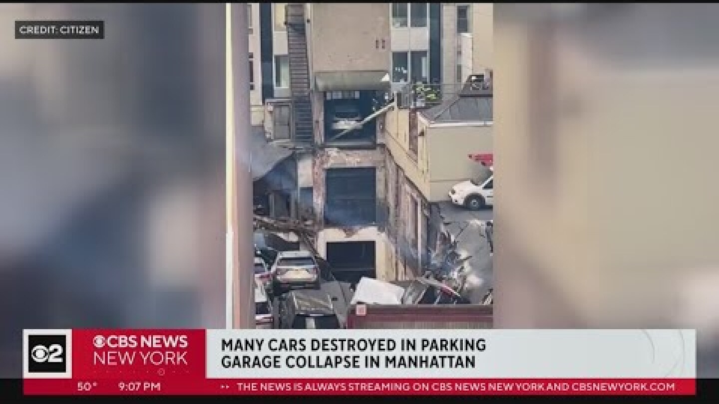 Many cars destroyed in NYC parking garage collapse in Lower Manhattan