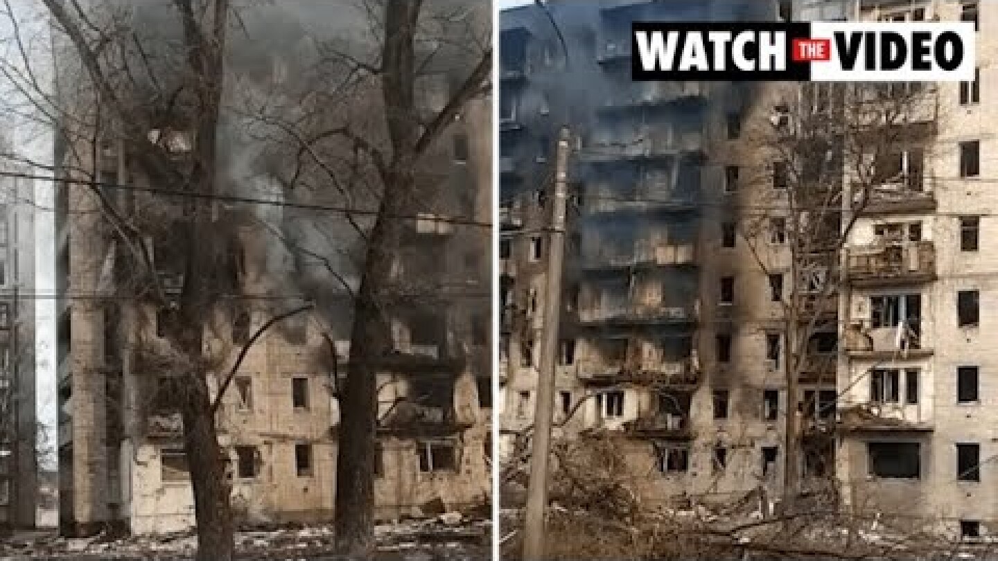 Ukrainian rescue units respond to over a dozen fires caused by shelling in Chernihiv, Ukraine