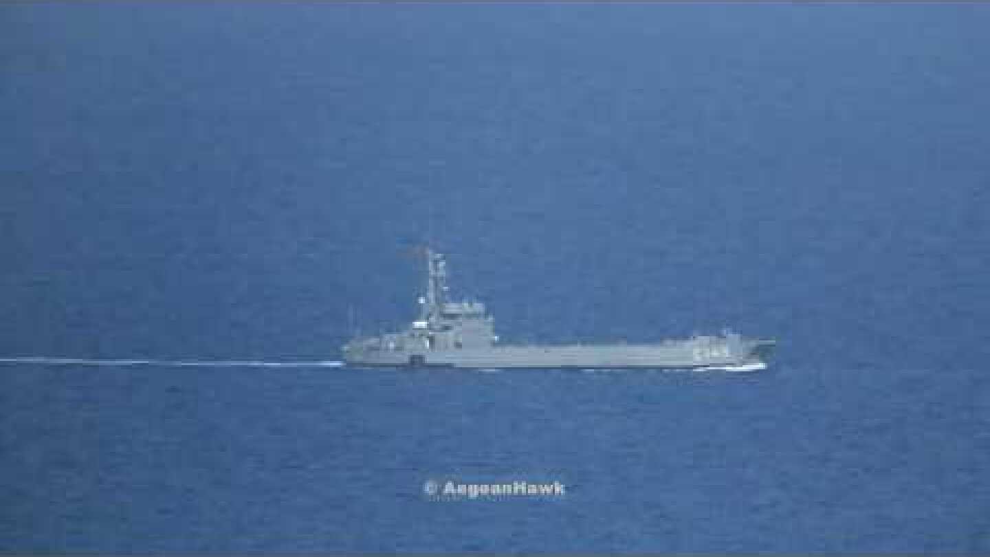 Turkish Navy Landing vessels southbound Chios Strait towards Doganbey for Efes2018.