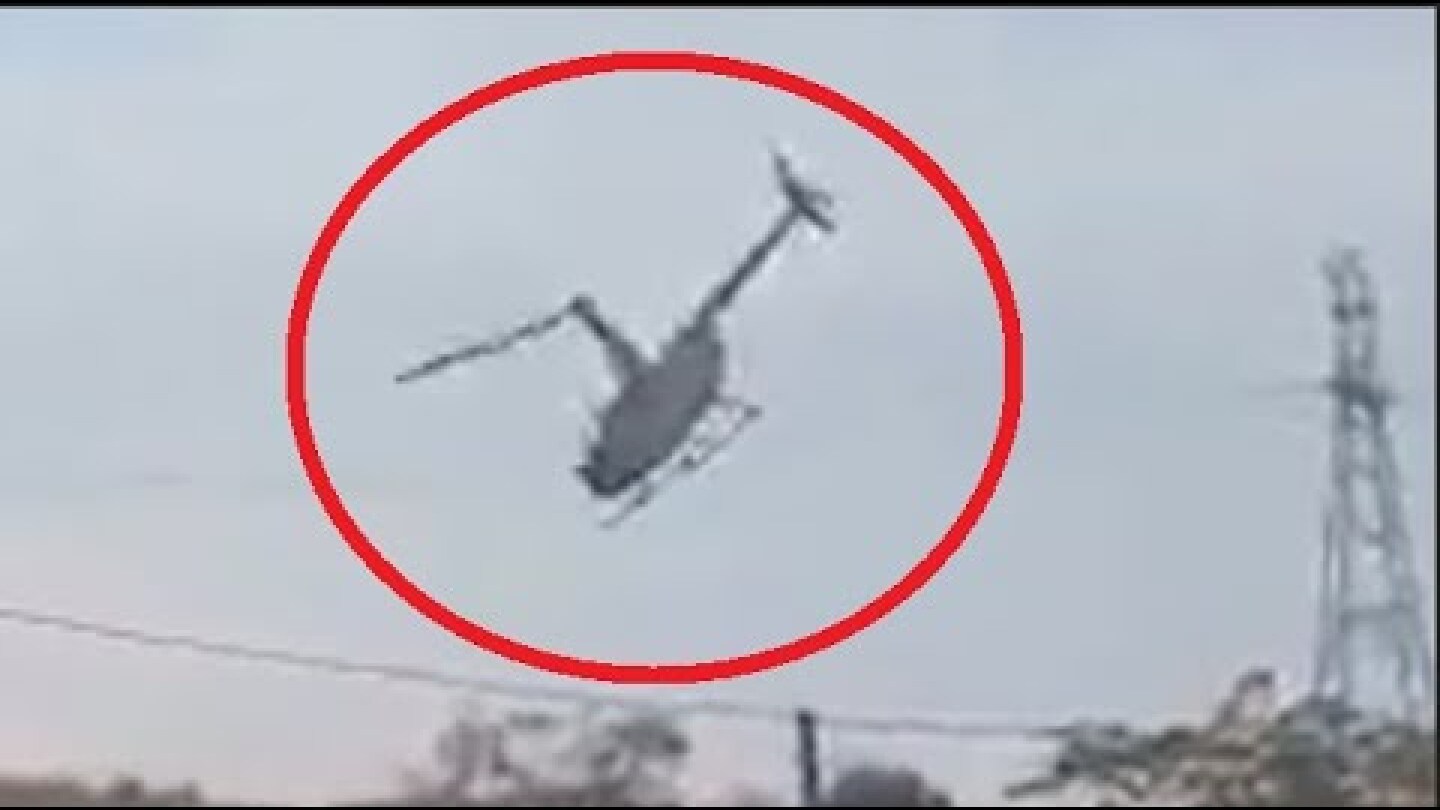 Moments helicopter hits power line and crashes in Brazil