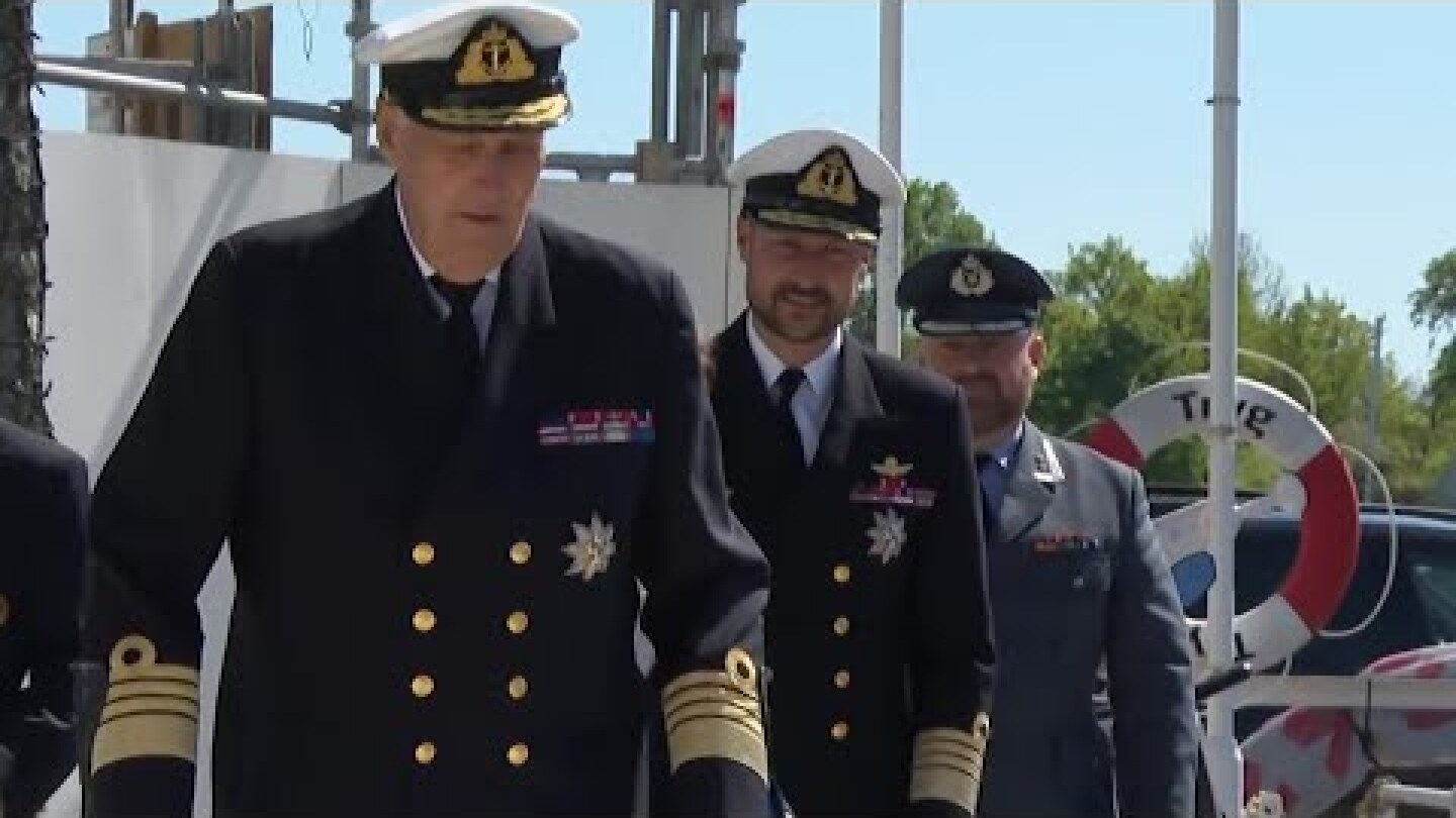 King Harald V of Norway embarking the royal yacht KS Norge