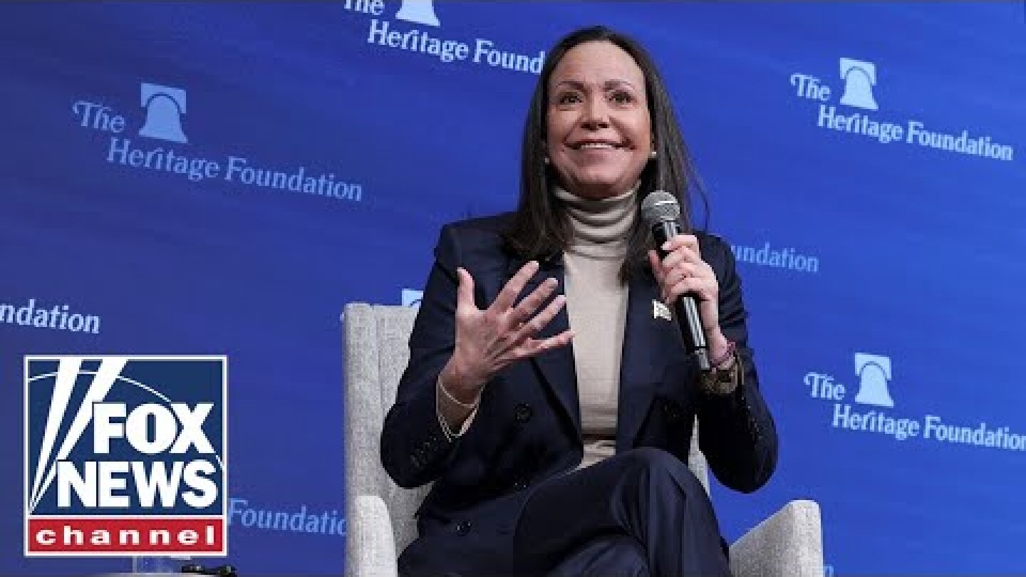 Venezuela's María Corina Machado speaks to media after Trump meeting