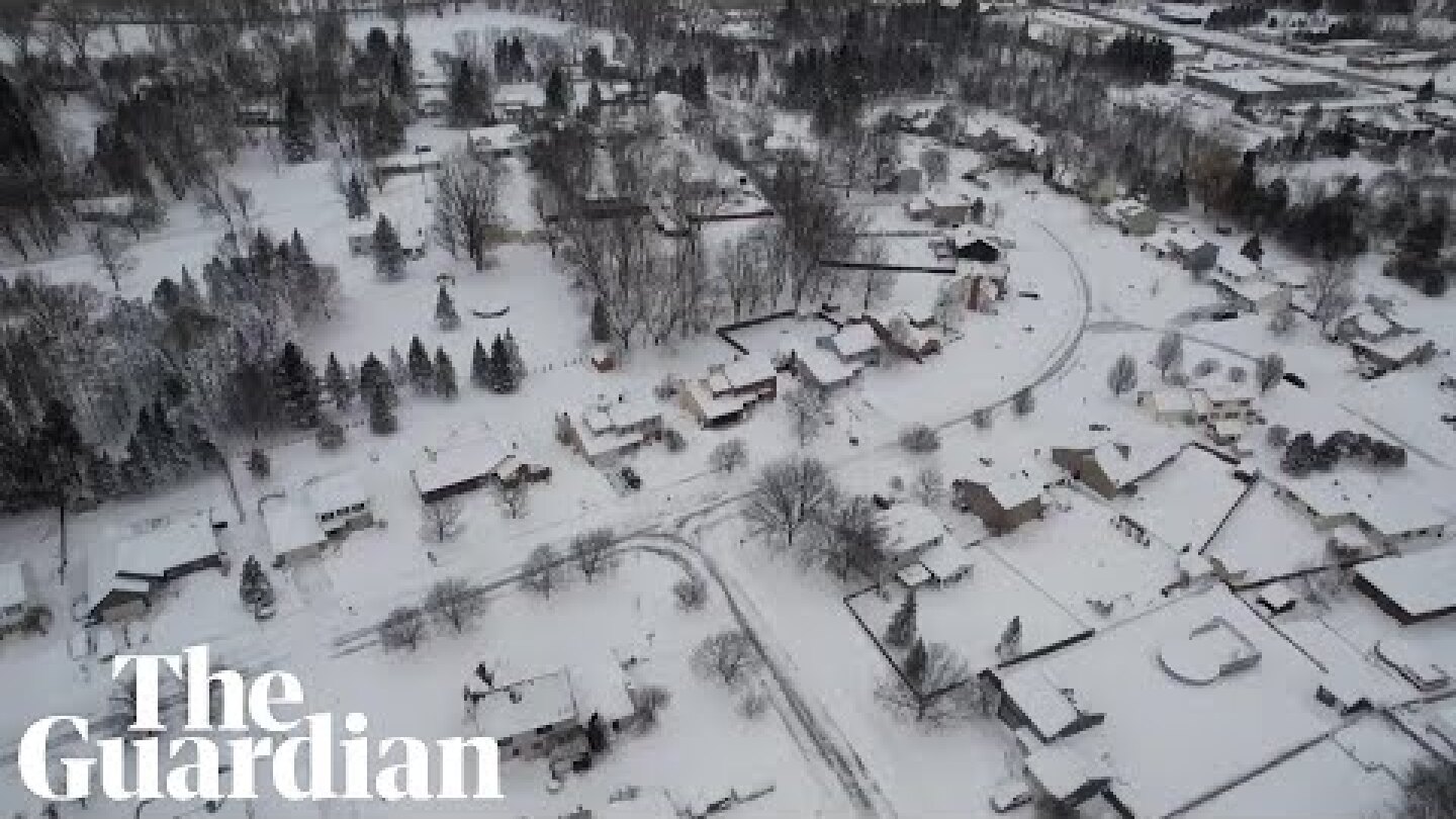 Drone footage shows New York town buried in snow