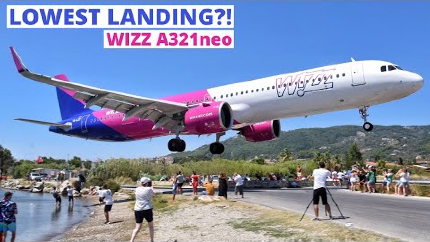 NEW LOWEST LANDING? Wizzair Airbus A321neo Landing at Skiathos Airport | JSI Plane Spotting [4K]