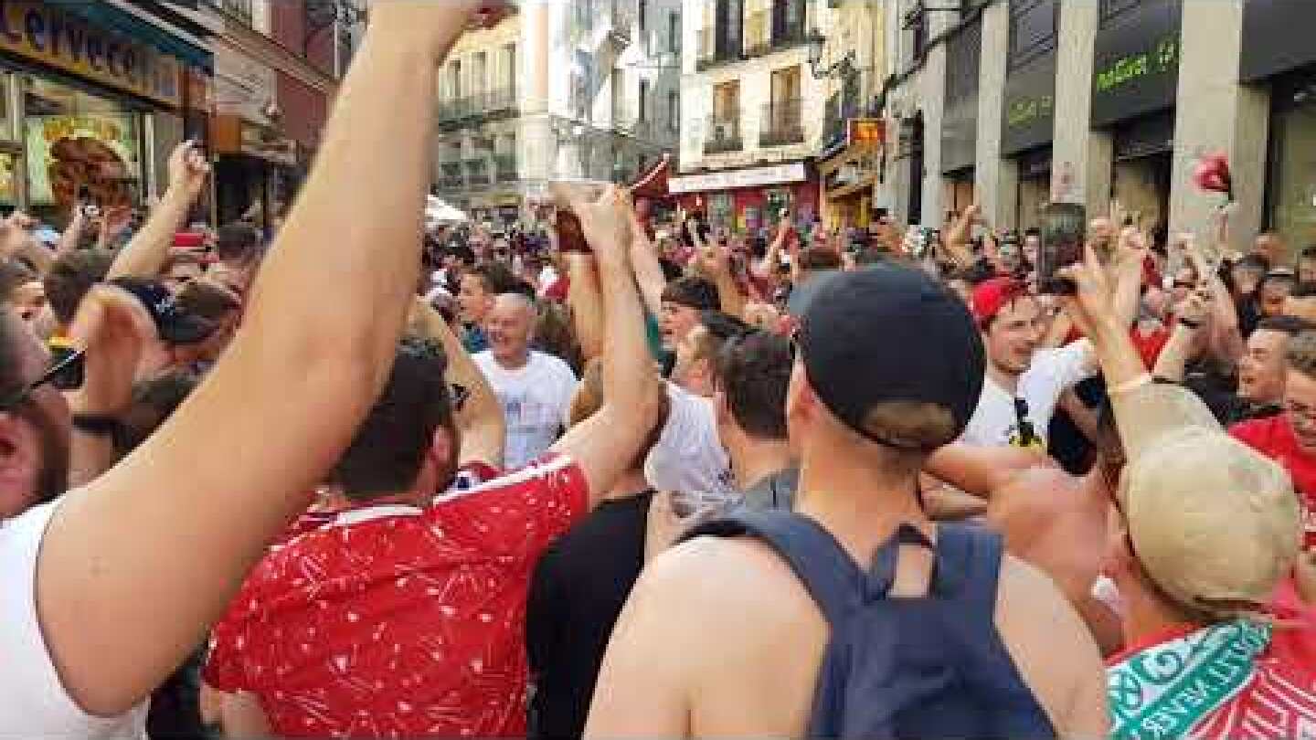 LFC fans singing in Madrid before Champions League Final.
