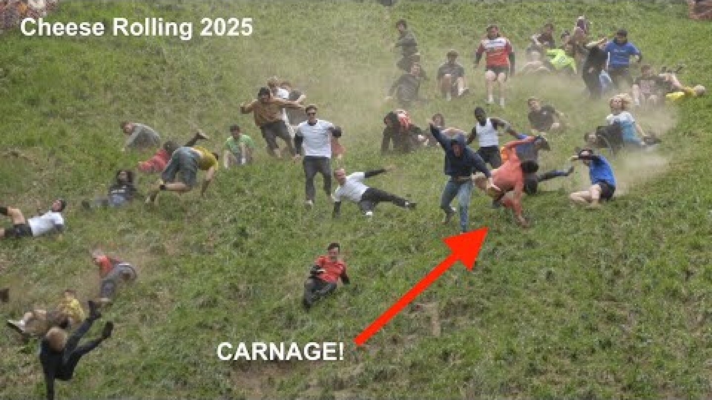 Thrillseekers tumble down hill in UK’s Cheese Rolling contest 2025