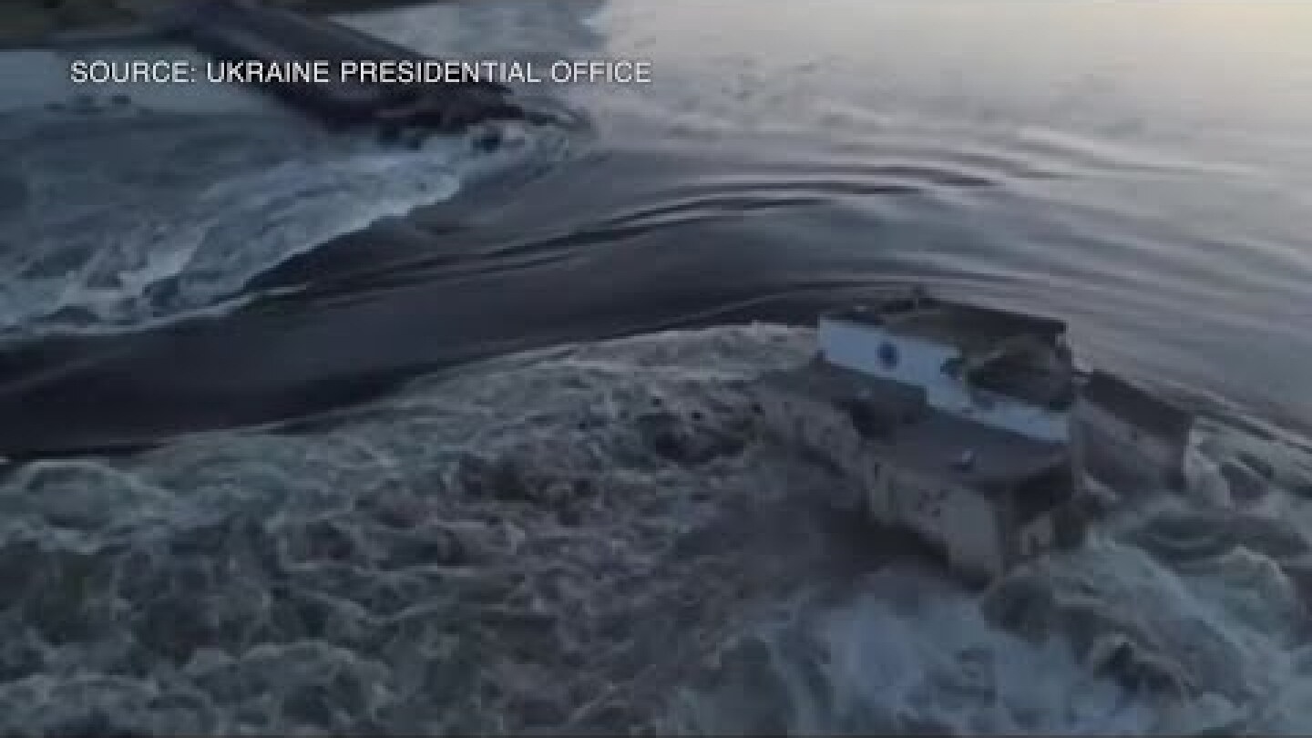 WATCH: Video Shows Water Flowing Through Destroyed Dam in Ukraine