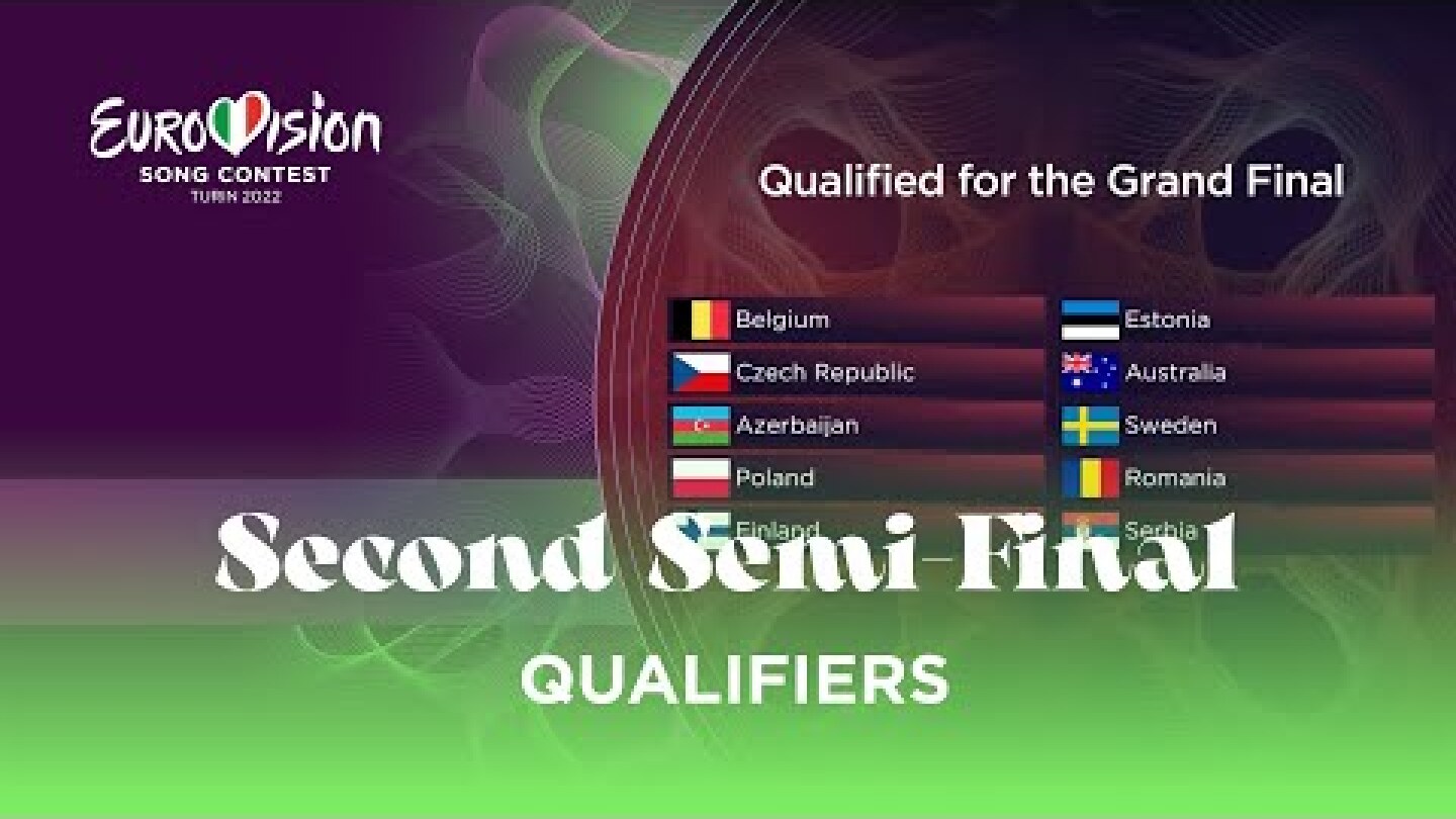 Qualifiers Announcement - Second Semi-Final - Eurovision 2022 - Turin