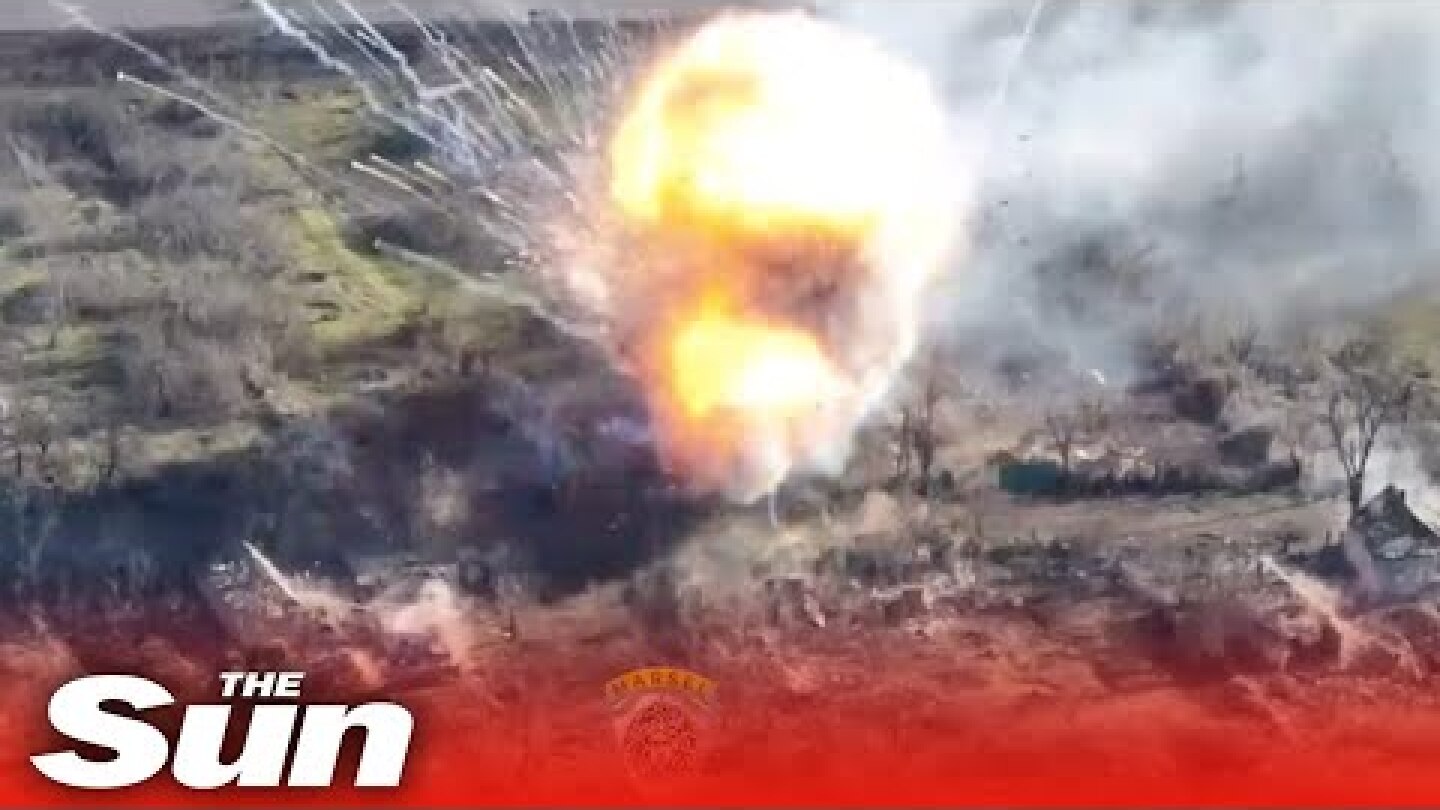 Ukrainian forces blow up Russian ammo depot in HUGE explosion in Soledar