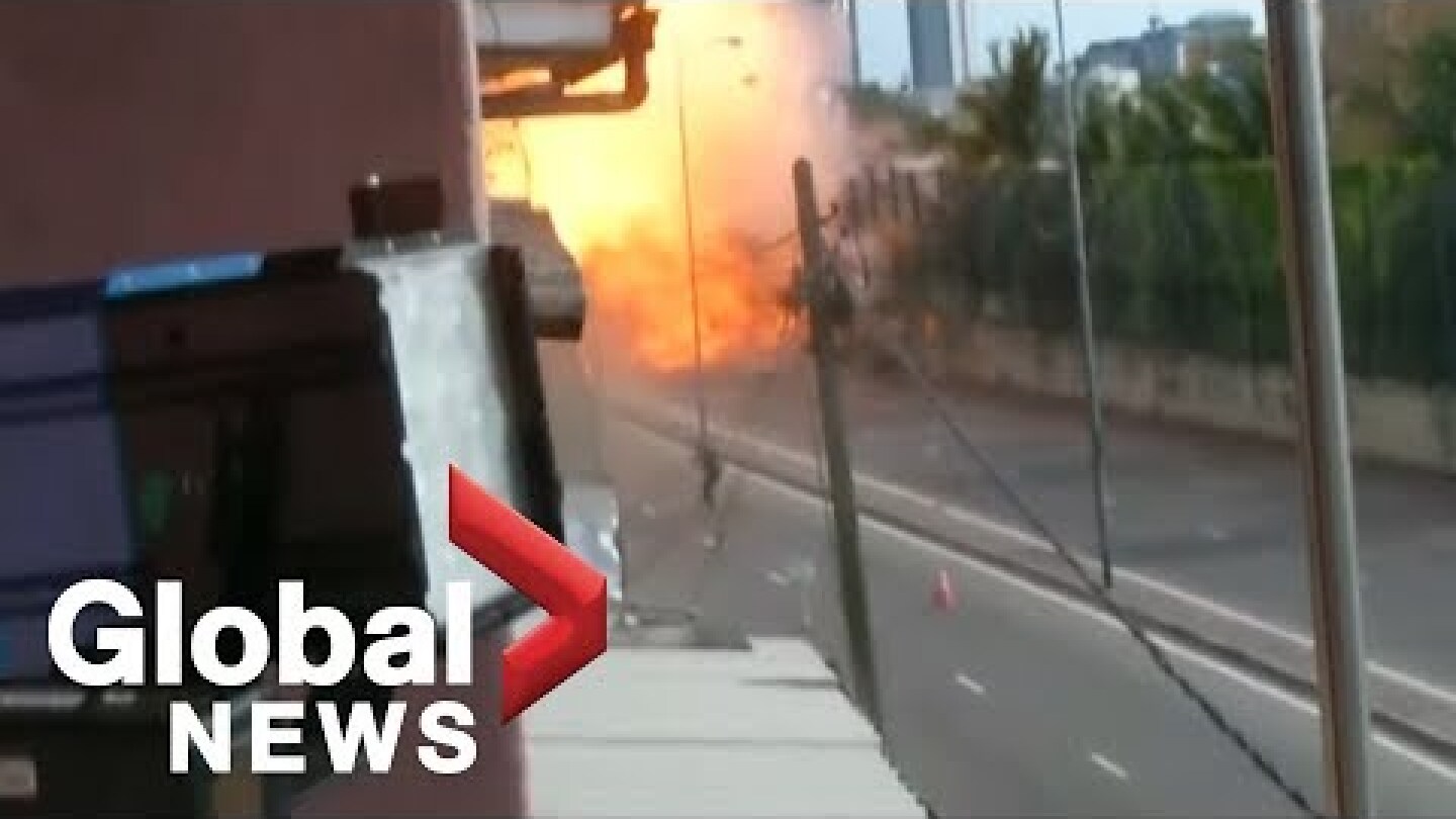Video captures moment van explodes near Sri Lanka church while bomb squad was trying to defuse it