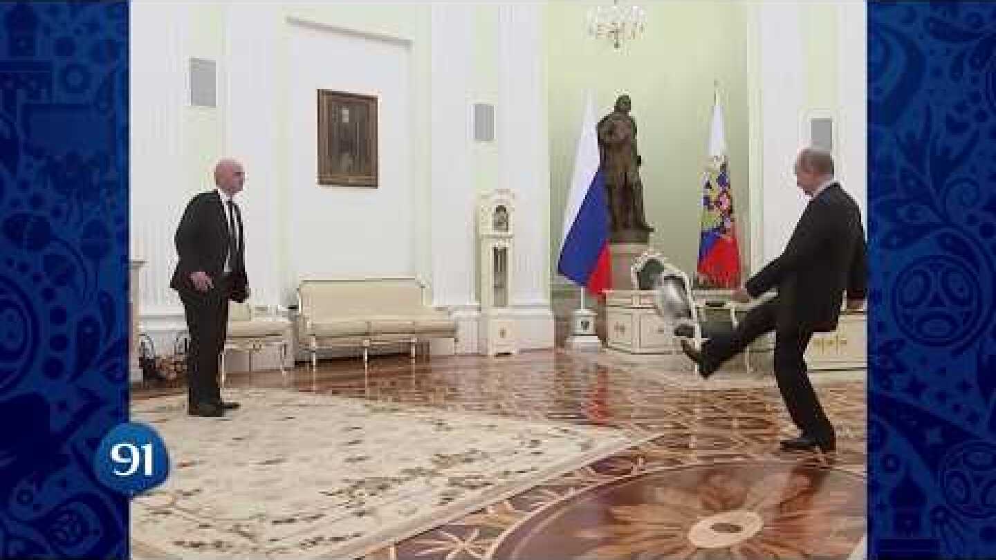 Putin juggles ball in ‘100 days to Russia World Cup’ FIFA clip
