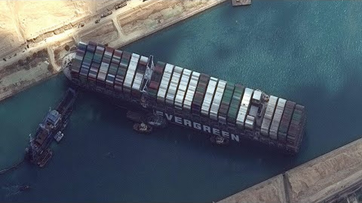 Traffic builds as Ever Given container blocks Suez Canal for fourth day