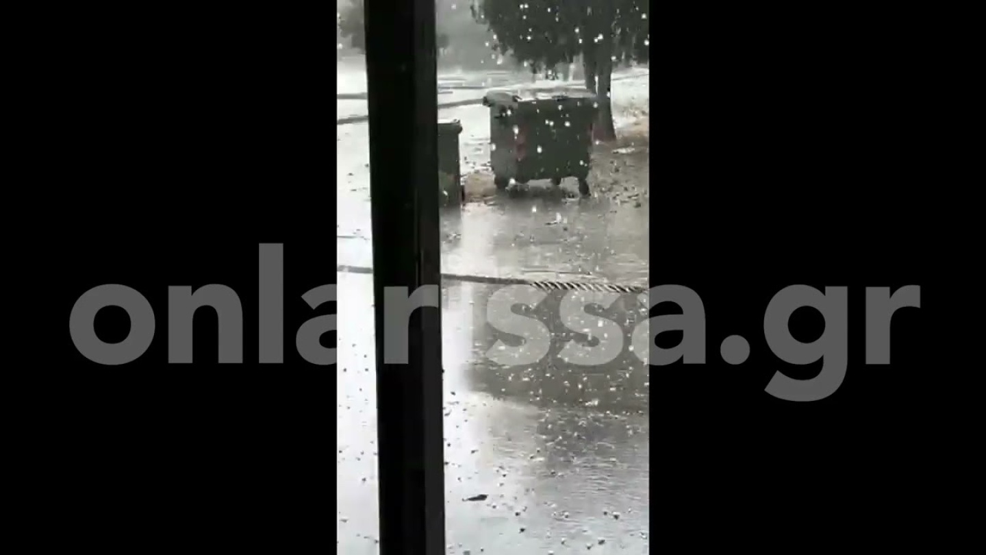 Σφοδρή χαλαζόπτωση στη Χάλκη της Λάρισας