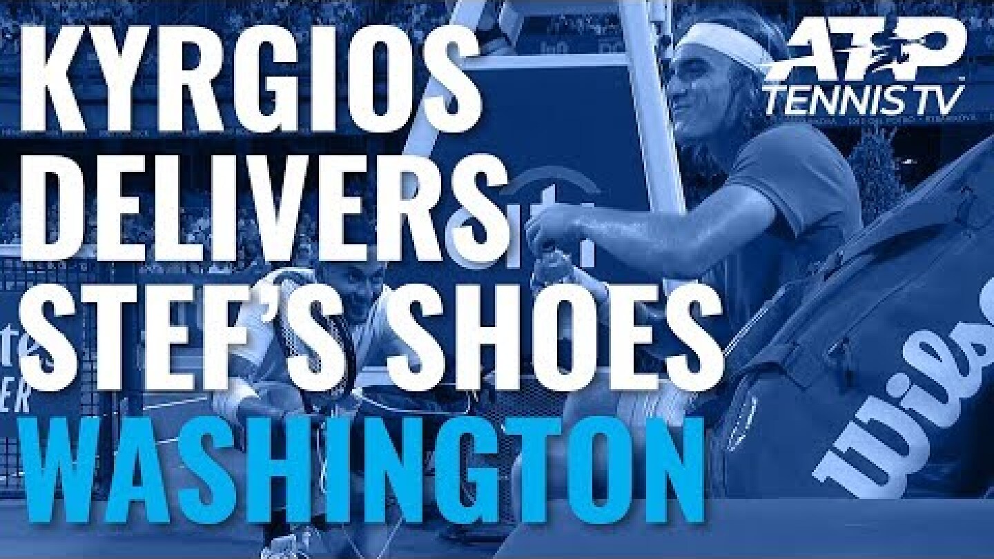 FUNNY: Nick Kyrgios Delivers Shoes to Stefanos Tsitsipas | Washington 2019