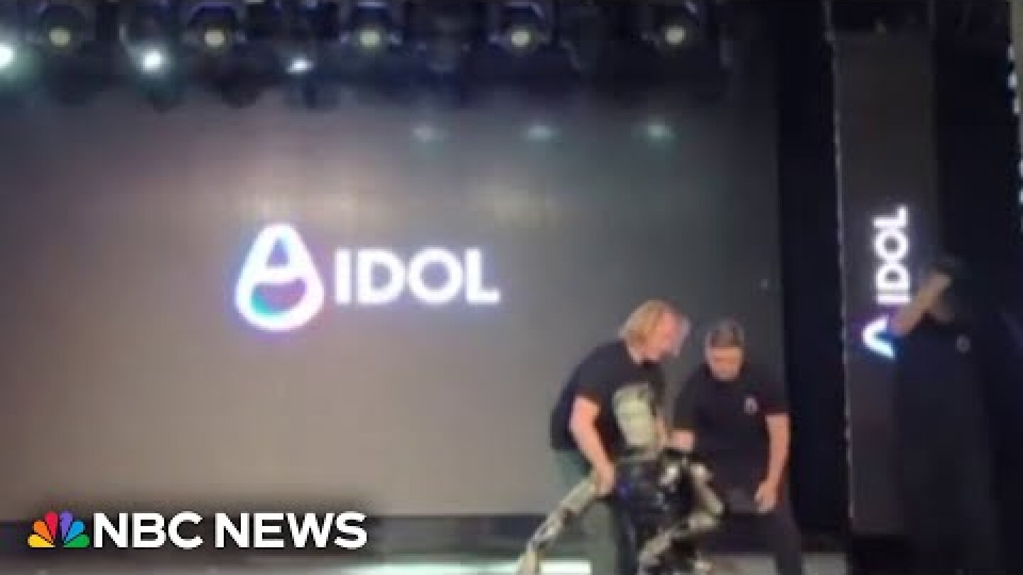 Russia's first AI humanoid robot falls on stage