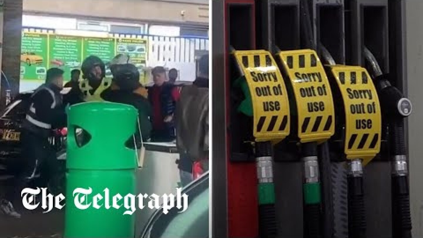 Fight breaks out at fuel pumps as petrol stations run dry