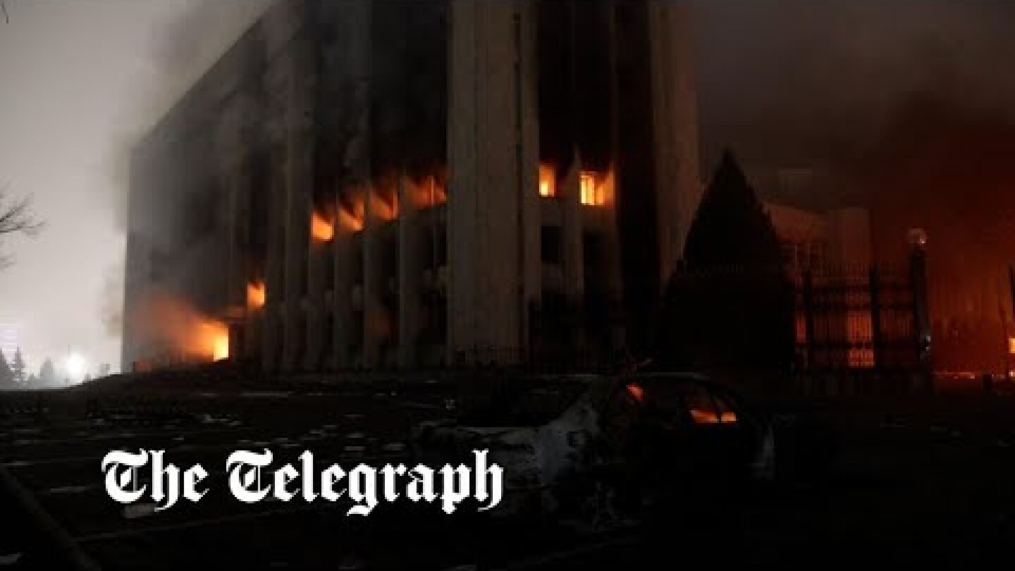Fire rages at Almaty administration building in Kazakhstan as protests continue