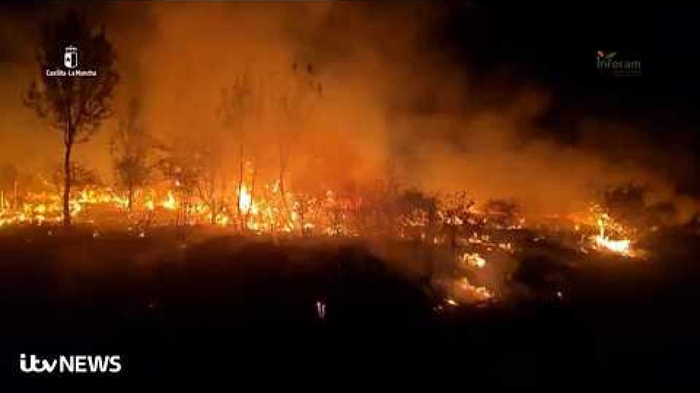 Dramatic scenes as Spain faces one of its largest wildfires on record