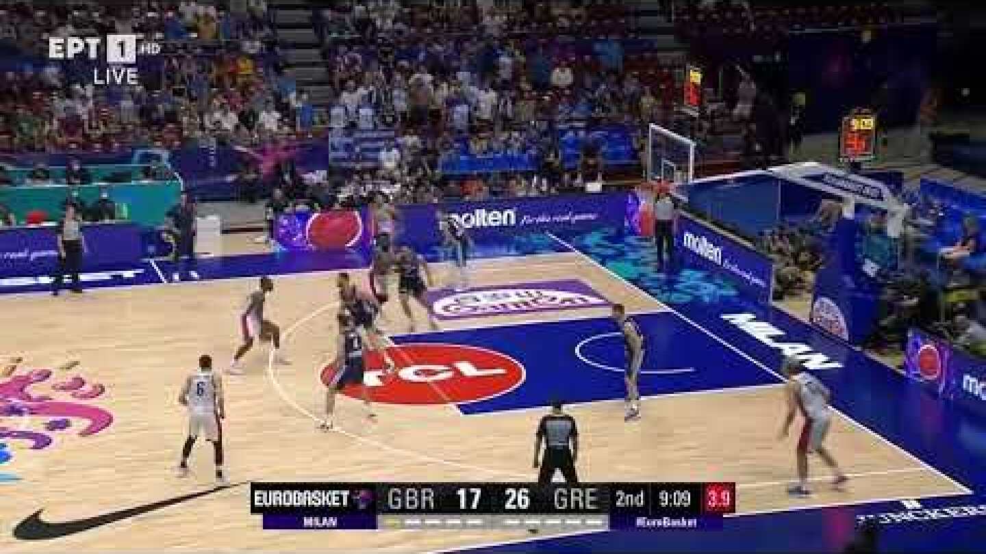 Μ. Βρετανία - Ελλάδα | Ο πανηγυρισμός του Ιτούδη στο τρίποντο του Σλούκα | 05/09/2022 | ΕΡΤ