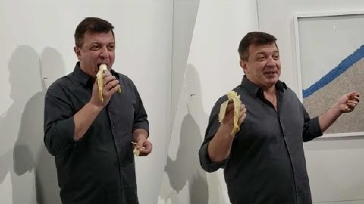 A Guy Just Ate The $150K Banana Right Off The Wall At Art Basel, And It Is GREAT!