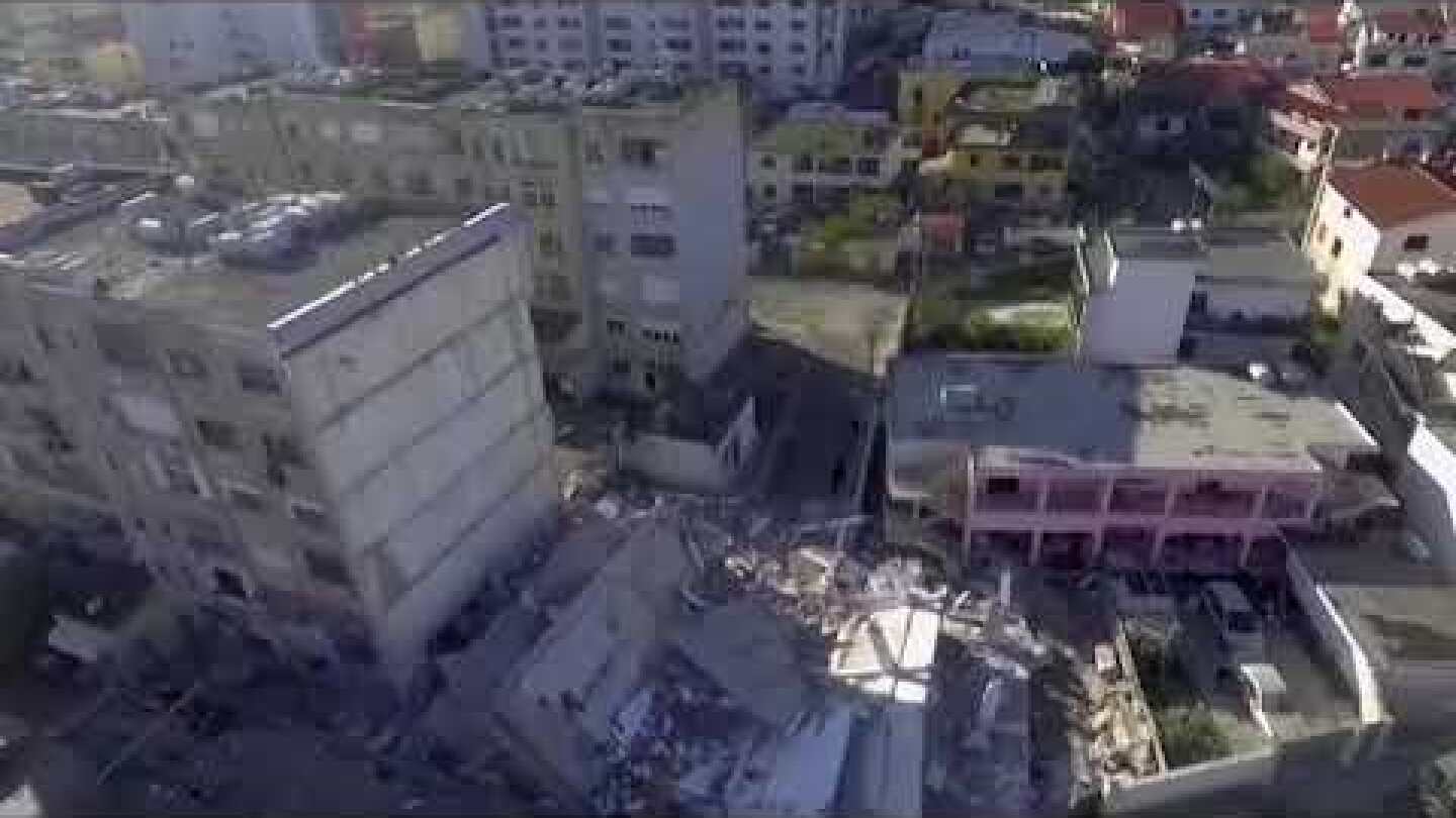 Drone footage of earthquake damage in Durres, Albania