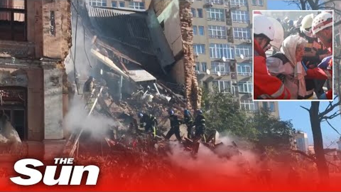 Elderly woman rescued from rubble after deadly drone attacks in Kyiv
