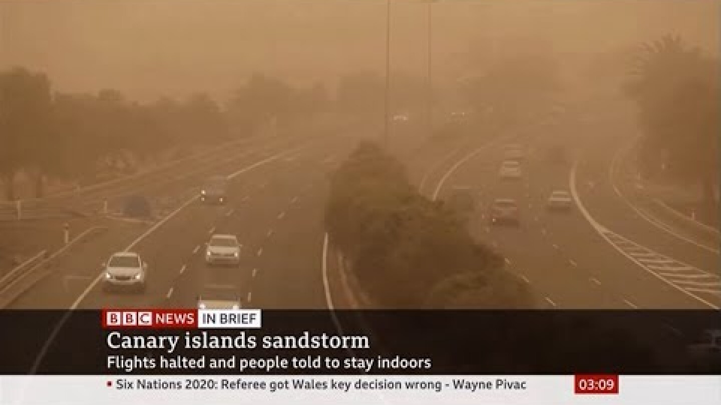 Weather Events 2020 -  Huge red dust storm (Canary Islands/(Africa)) - BBC - 23rd February 2020