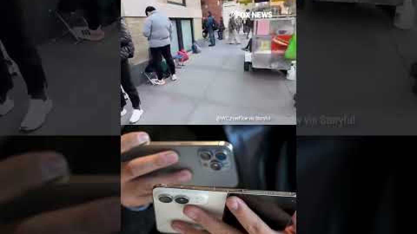 Customers wait in overnight lines for Apple's iPhone Duo