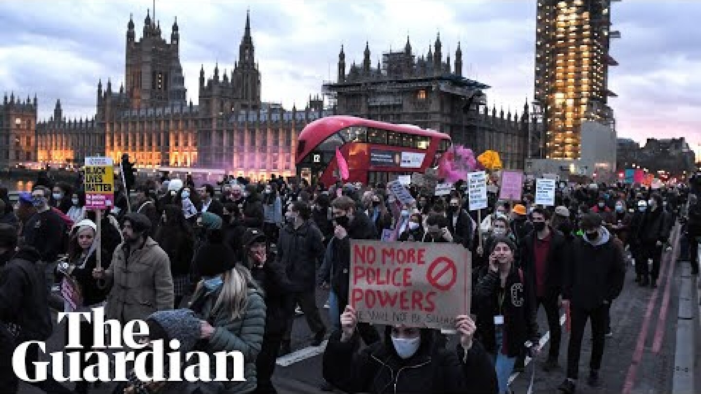'Kill the bill': arrests made at London protest over policing powers and Sarah Everard vigil