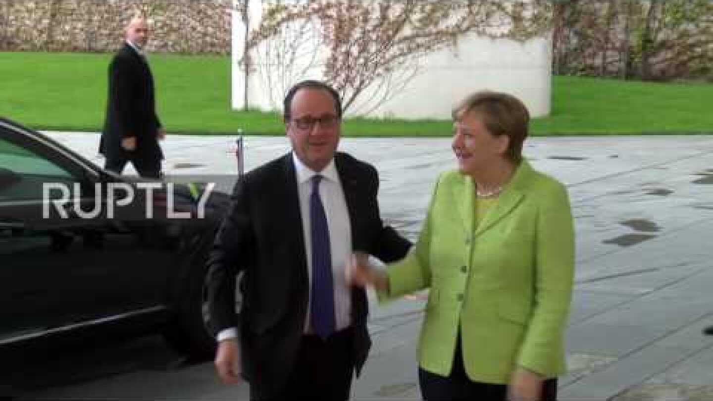 Germany: Hollande meets Merkel for the last time as French President at Federal Chancellery