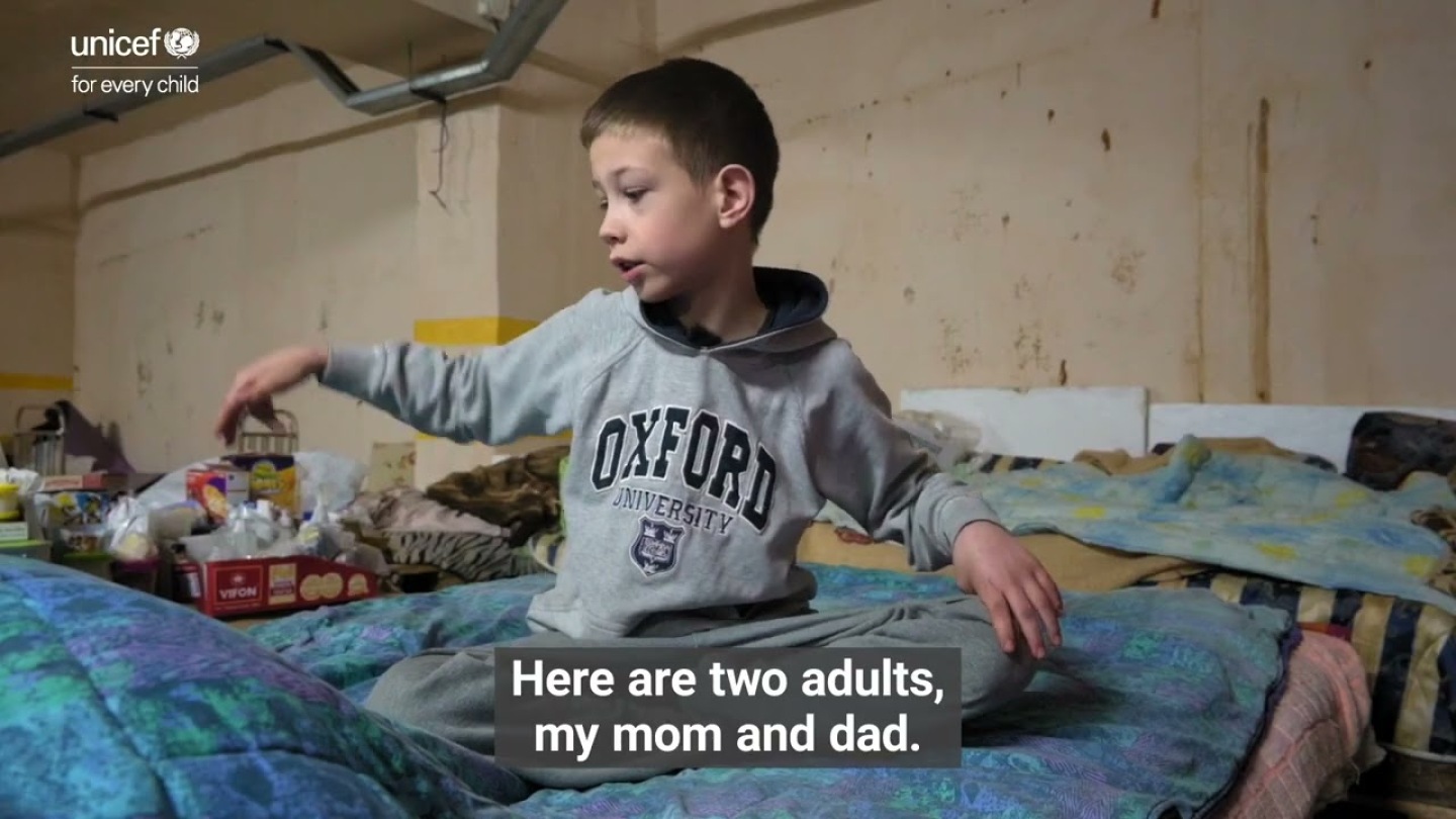 Children in Ukraine find shelter and school underground