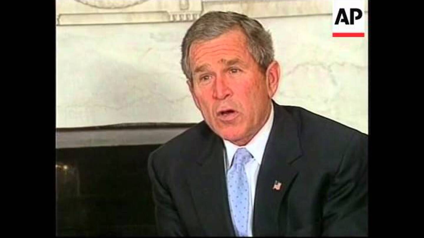 President Bush with Greek PM Costas Simitis.