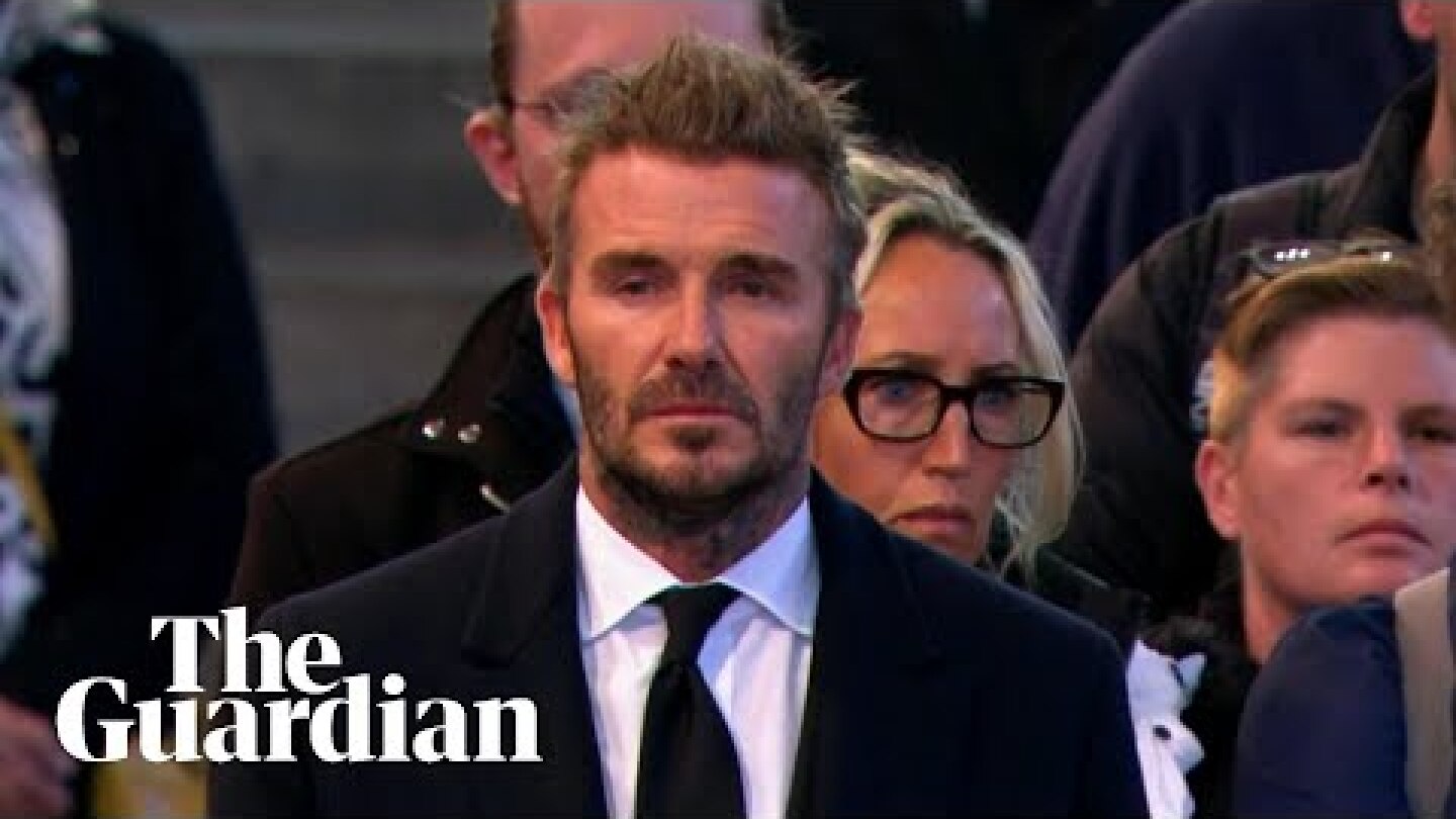David Beckham appears visibly emotional while attending Queen's lying in state
