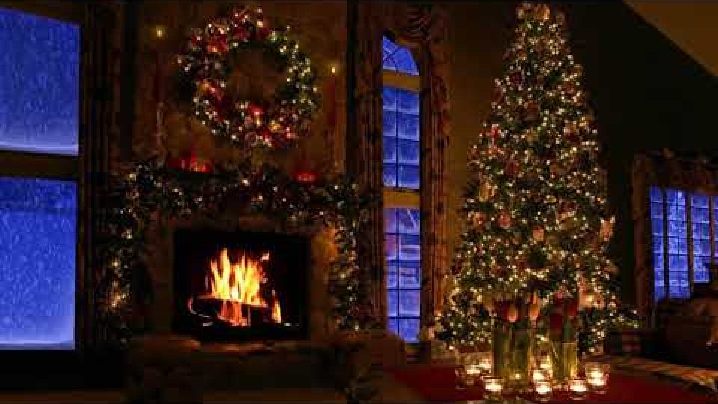 9 HOURS Christmas Fireplace Scene with Snow and Crackling Fire Sounds 2