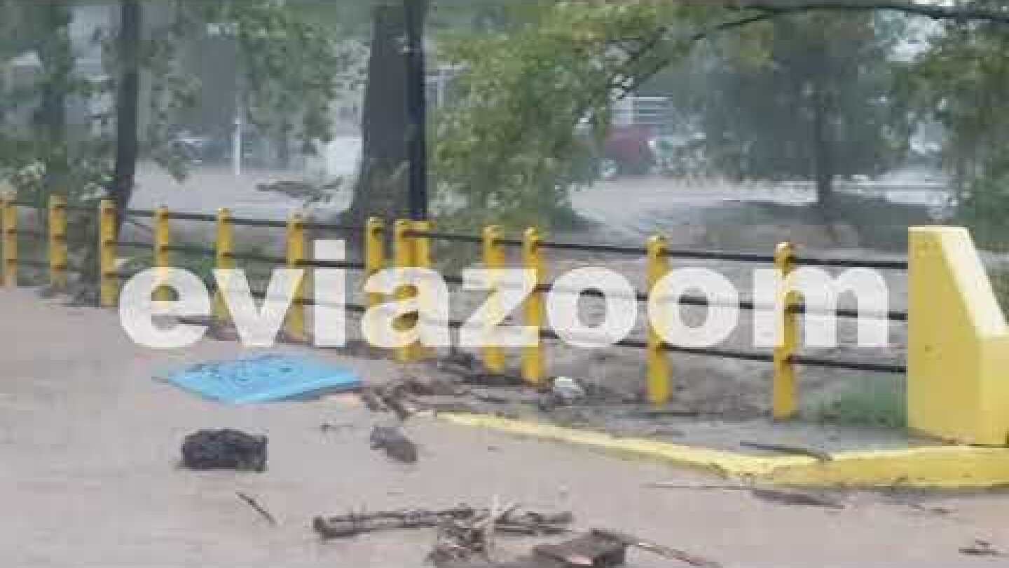 EviaZoom.gr - Μαντούδι: Η στιγμή που αρχίζει και «φουσκώνει» ο ποταμός Κηρέας