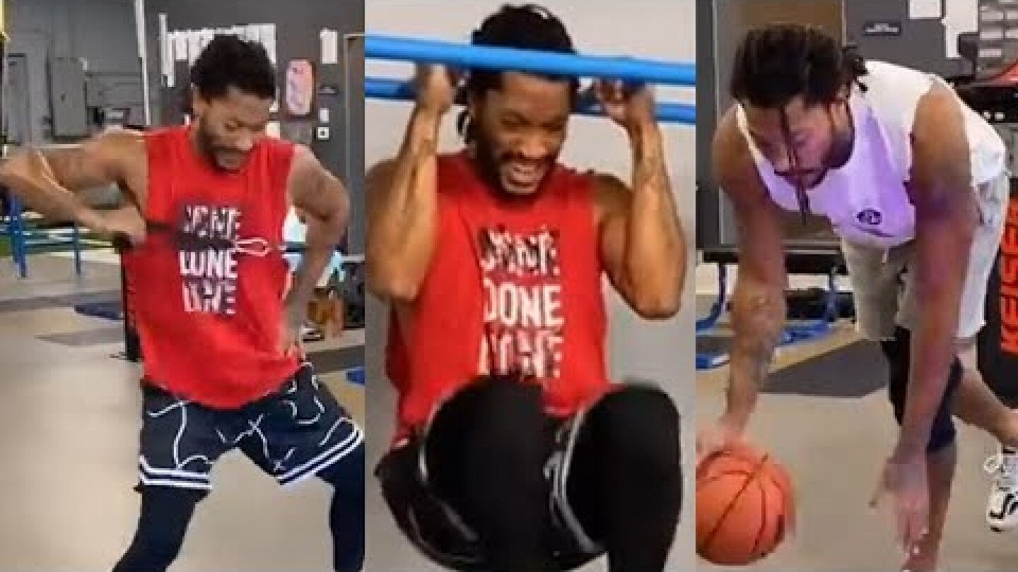 Derrick Rose workouts in the weight room during the NBA offseason