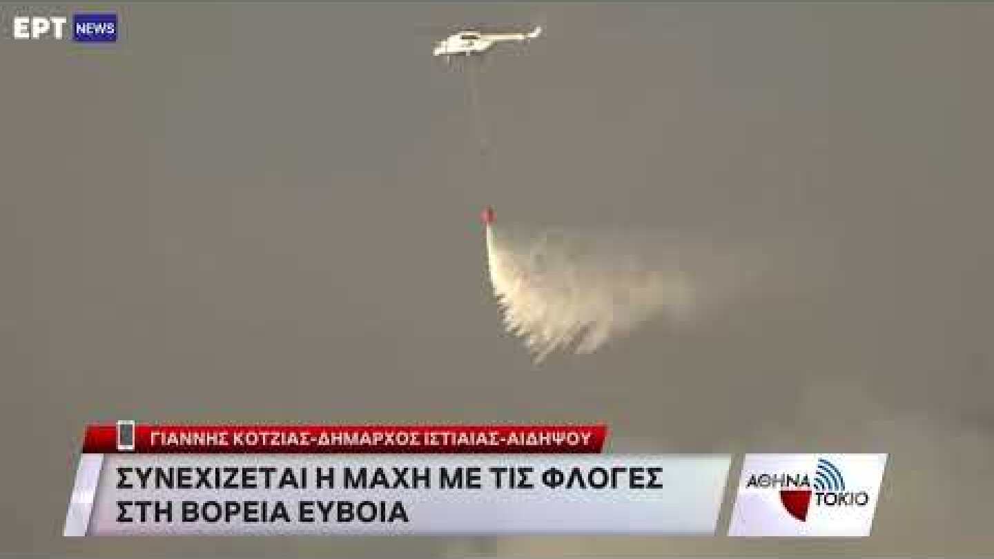 Συνεχίζεται η μάχη με τις φλόγες στη Βόρεια Εύβοια | 08/08/2021 | ΕΡΤ