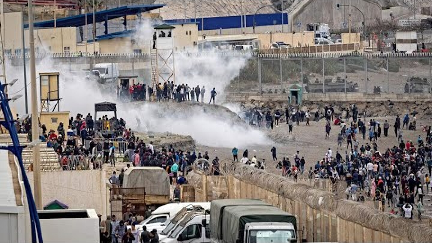 Ceuta: Tear gas used by Spanish police as migrants pushed back from Spanish enclave to Morocco