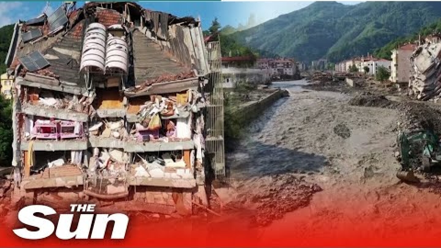 Turkey flooding - Drone footage shows massive devastation in flood hit Black Sea town