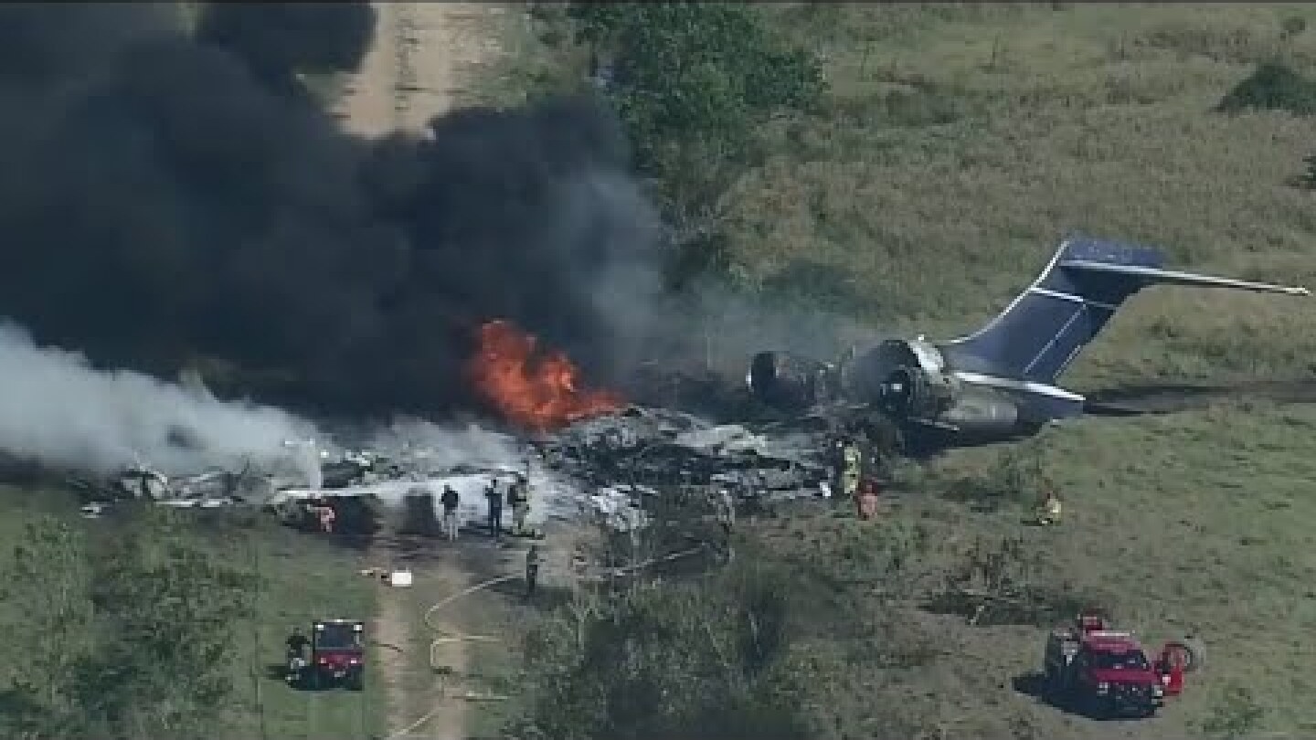 Texas plane crash: Video shows plane engulfed in flames; multiple people onboard at time of crash