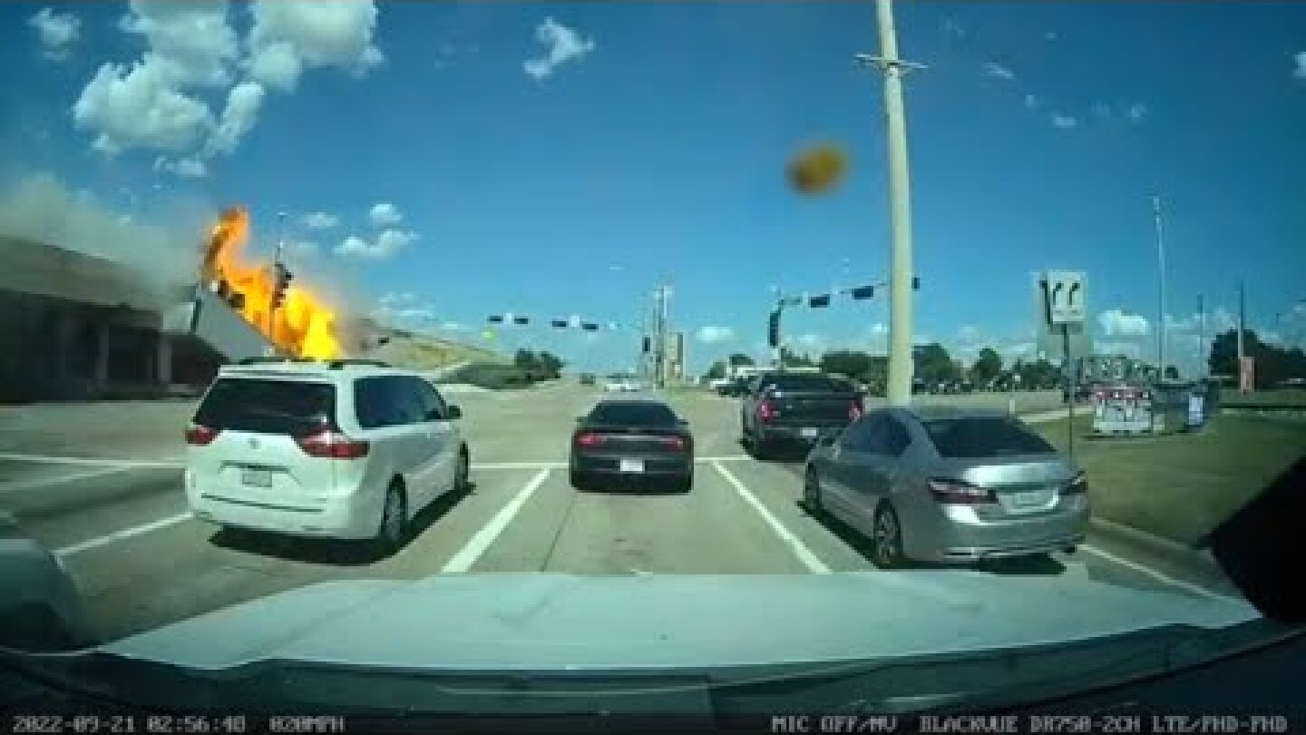RAW DASH CAM: Semi-truck flies off overpass in fiery crash near Dallas