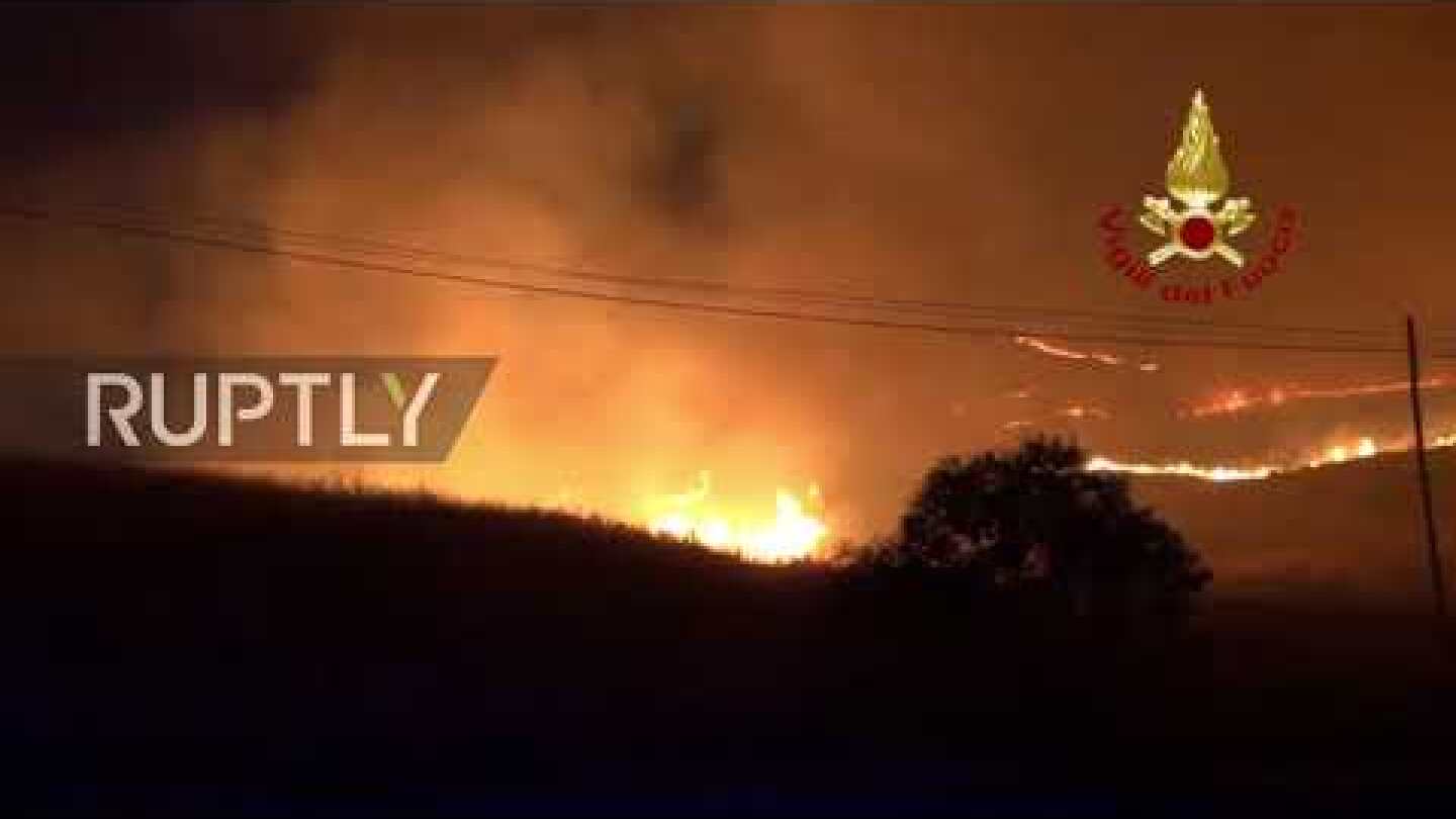 Italy: Firefighters battle flames near Palermo as Sicily burns
