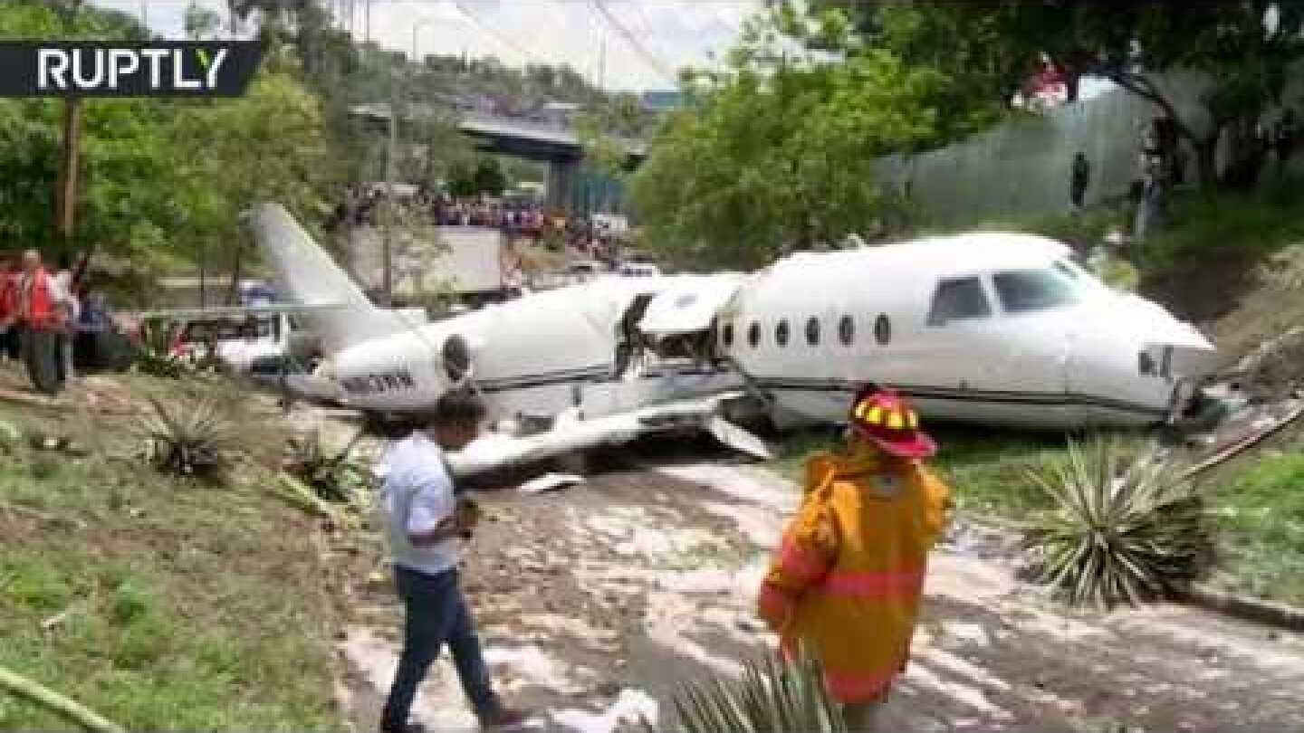 US jet splits in half after crash in Honduras