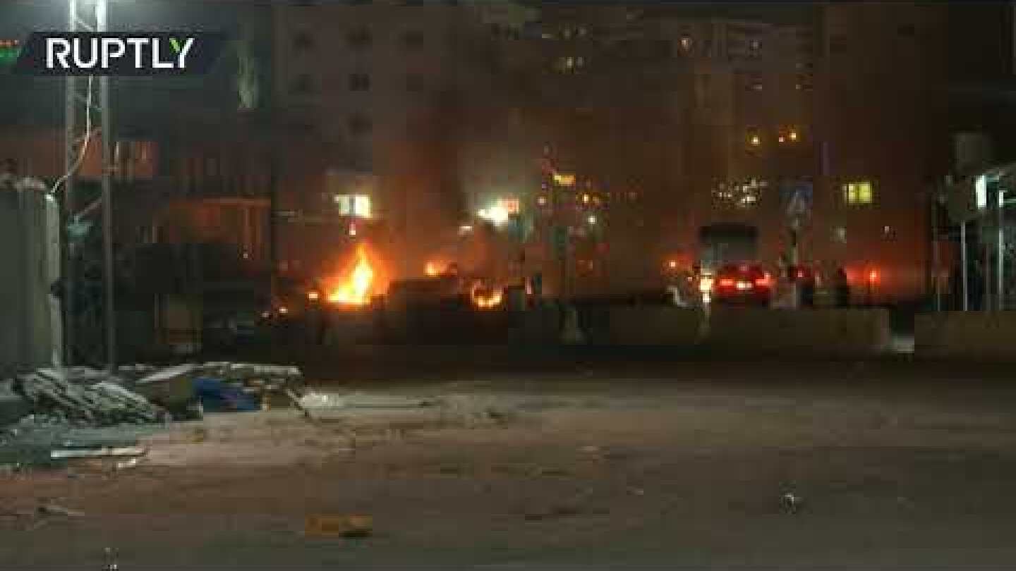 Fire on the streets of East Jerusalem following clashes between Palestinians and Israeli police