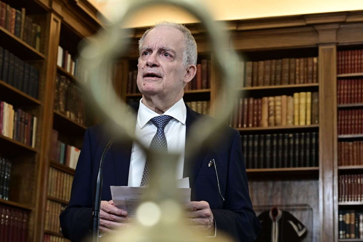 Στγμιότυπο από την ομιλία του κ. Τασούλα στο Προεδρικό Μέγαρο