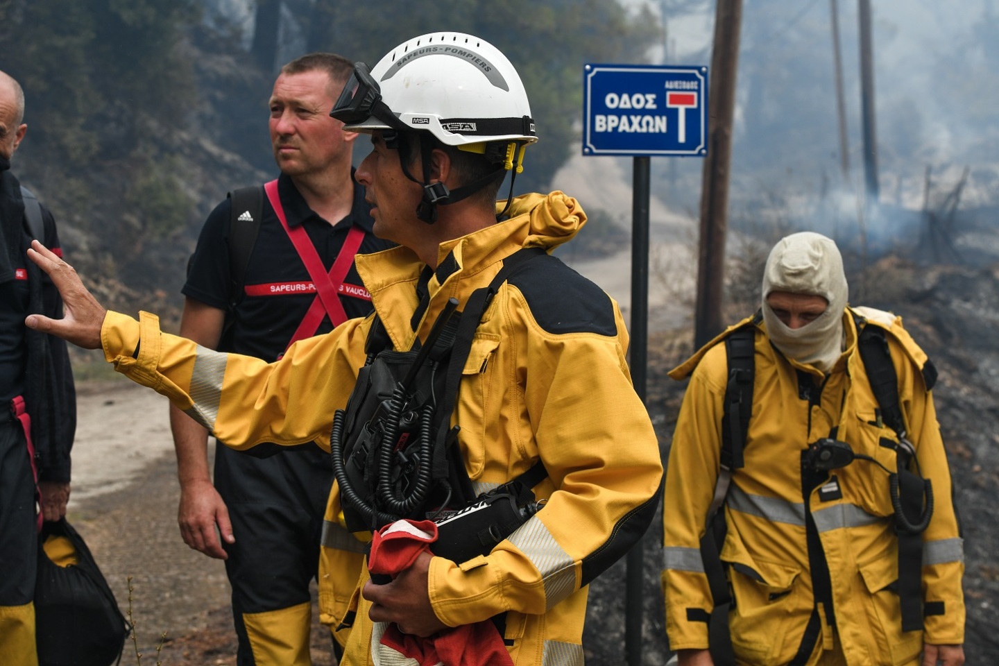 Πυρκαγιά στην Βορειοανατολική Αττική, Γάλλοι πυροσβέστες στις Αφίδνες